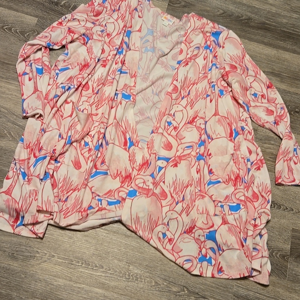 Lularoe flamingo print Caroline cardigan 2XL